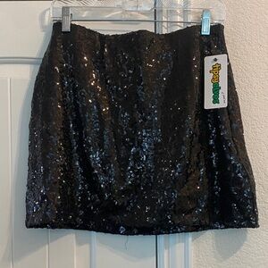 NWT TIPSY ELVES Black Sequin Skirt, Sz L